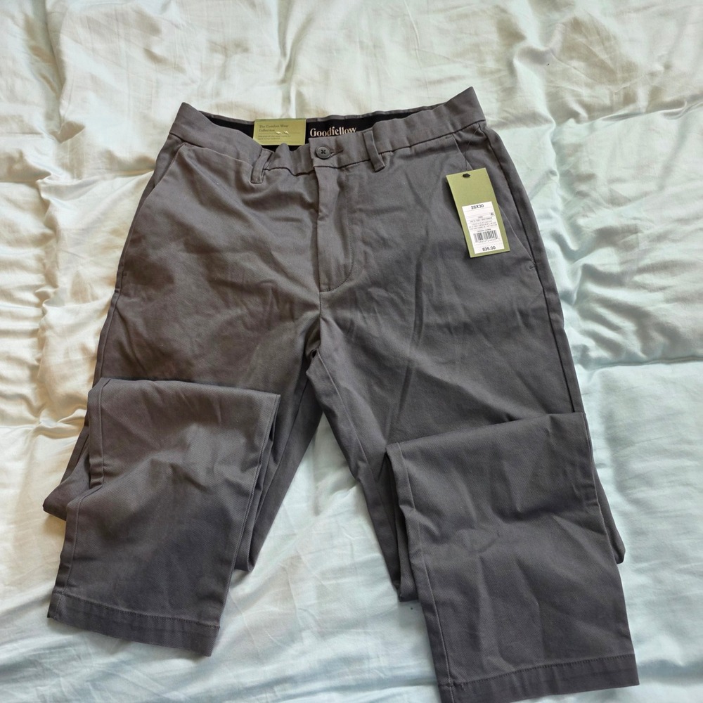 Goodfellow & Co Mens Slim Fit Chino Pants Gray 28x30 Comfort Wear Collection